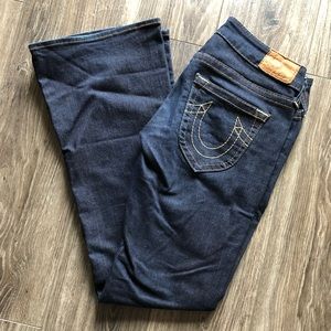 True Religion, dark wash, boot cut jeans